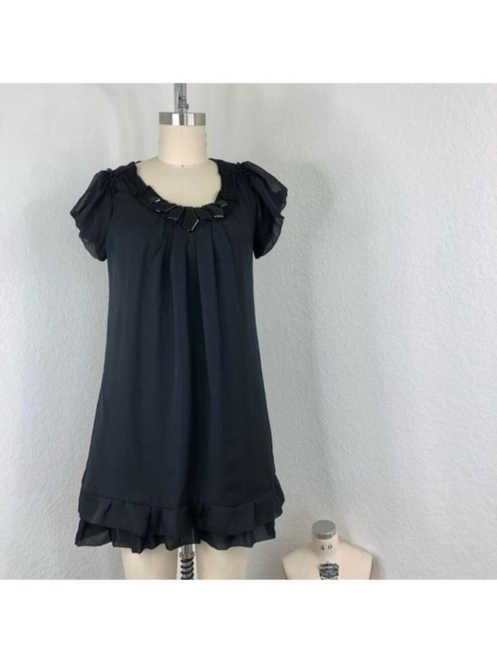 O'2nd Jeweled Pleated Origami Ruffle Mini Dress